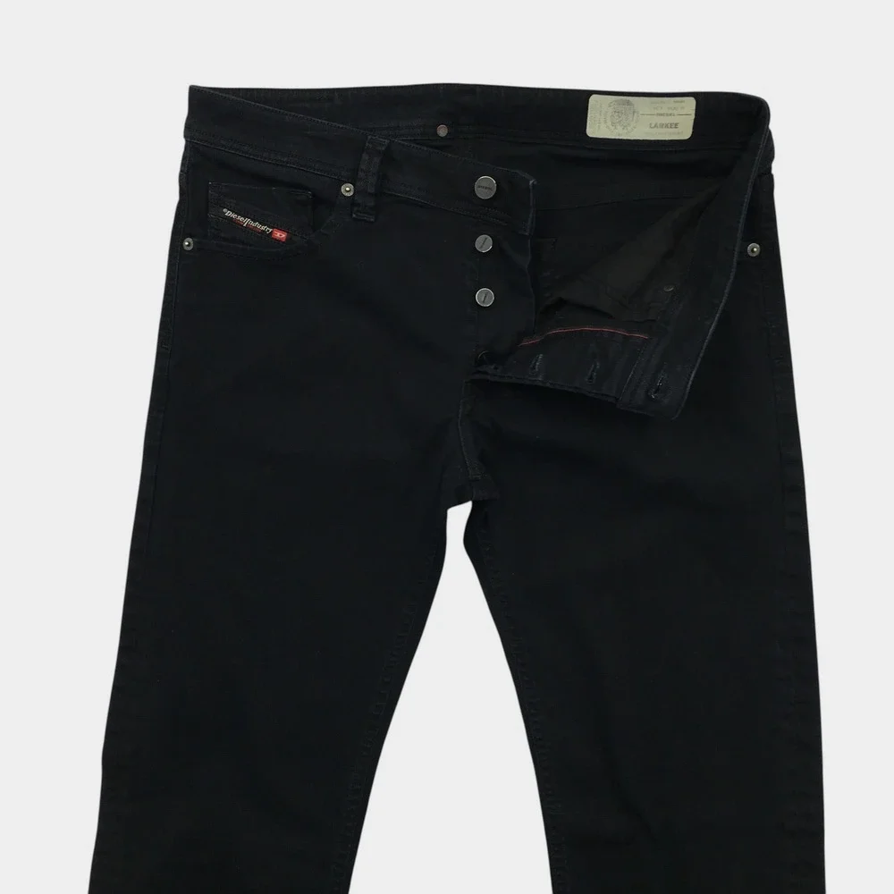 Diesel Larkee Regular Straight Leg Jeans Mens Black Stretch Denim Pants W34 L34